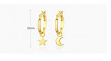 Anomokay Star Moon Drop Earrings 925 Sterling Silver