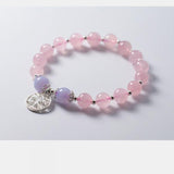 S925 Sterling Silver Sweet Pink Strawberry Crystal Beads Bracelet