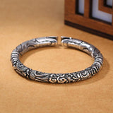 Chinese Dragon Head Silver Bracelet for Men & Women