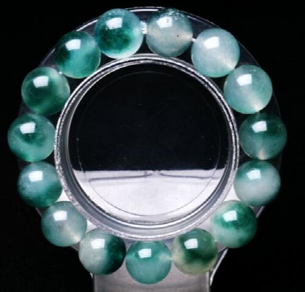 12mm Green Jadeite Round Bead Bracelet