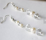 Crystal Round Freshwater Pearl S925 Silver Dangle Earrings