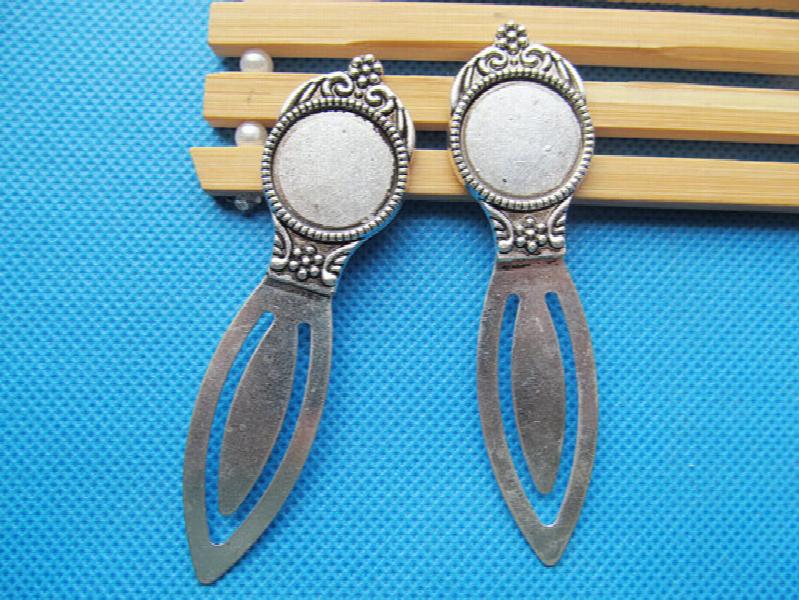 20pcs Antique Silver/Bronze Bookmark Base 20mm Pendant Tray Bezel Charm