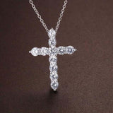 Princess Cut CZ Cross Pendant Necklace for Women