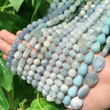 A+ Natural Aquamarines Faceted Loose Spacer Beads for DIY Jewelry