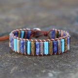 Natural Stone Beads Leather Wrap Bracelet Couples Jewelry