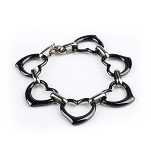 Stainless Steel Heart Ceramic Bangle Bracelet Wedding Jewelry