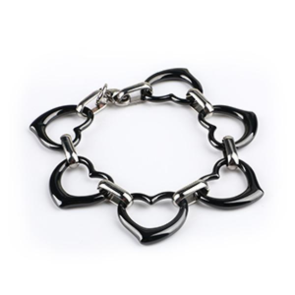 Stainless Steel Heart Ceramic Bangle Bracelet Wedding Jewelry