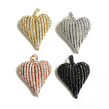 5pcs CZ Heart Charms Pendant For Jewelry Making