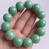 Jadeite Light Green Round Bead Bracelet Men Women's Gift