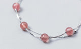 Natural Rose Quartz Stone Double Rows Chain Bracelet