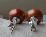 Coffee Freshwater Pearl Stud 925 Silver Earrings - Gift for Women