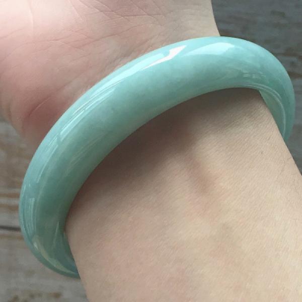 Natural Myanmar Jadeite 54-64mm Light Green Bracelet Princess Jewelry