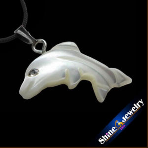 10PCS Dolphin Carved Shell Charm Necklace Pendant DIY Jewelry Making Beads
