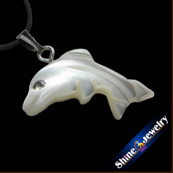 10PCS Dolphin Carved Shell Charm Necklace Pendant DIY Jewelry Making Beads