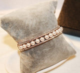 Pearl Charm Bracelet Silver Crystal Cuff Bangles
