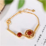 Silver Plated Agate Stone Bracelet Palace Style Hanfu Bangle