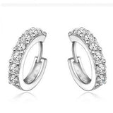 925 Silver CZ Round Pendant Hoop Earrings