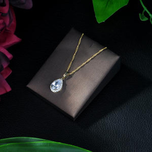 Tear Drop CZ Pendant Necklace for Women Wedding Jewelry