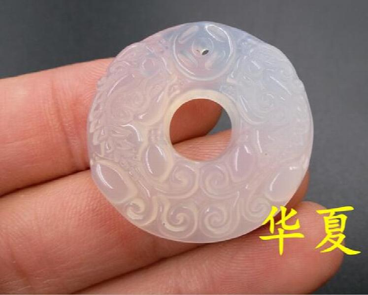 Green Jade Double Mink Pendant Necklace for Couples Life Year Amulet