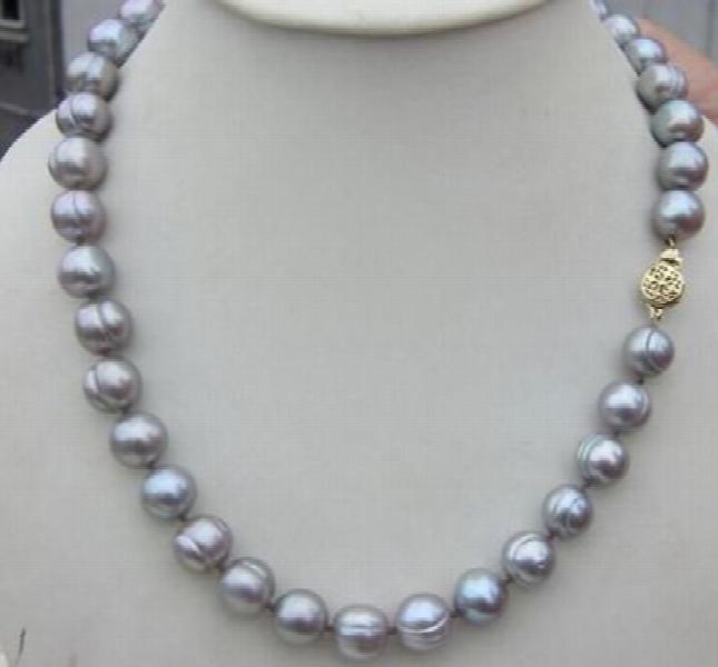 South Sea Gray Pearl Necklace 18' CLASP 9-10MM Single Strand