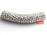45MM Disco Pave Crystal Tube Beads for Bracelet 5Pcs
