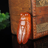 Natural Jade Pendant Cicada Necklace Hand-Carved Green Gemstone