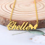 Fancy Pattern Name Text Pendant Necklace - Personalised Stainless Steel Jewelry