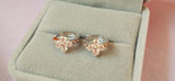 925 Silver Zircon Clover Stud Earrings Women's Gift Jewelry