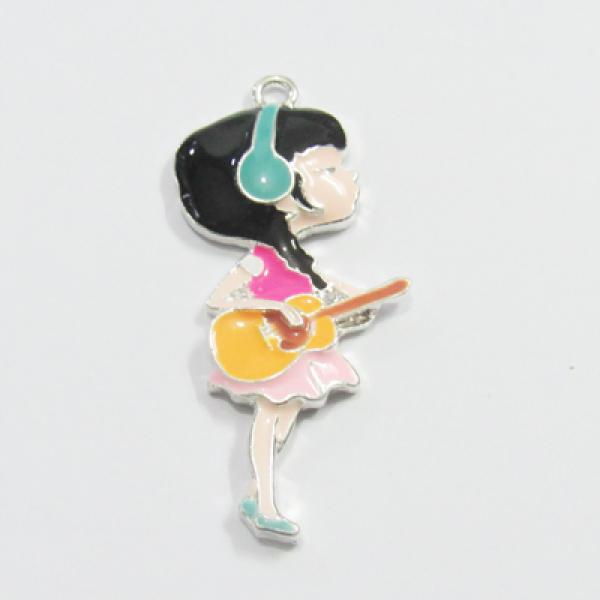 10pcs/bag Enamel Music Girl Pendants For Chunky Necklace