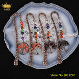 Vintage Tree Of Life Pendant Bookmark with Raw Crystal Bead