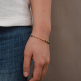 Uworld Green Malachite Charm Bracelet Stainless Steel 18K Plated Tarnish Jewelry