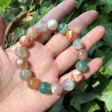 Green Cherry Blossom Stone Bracelet Agate Round Bead Crystal Healing