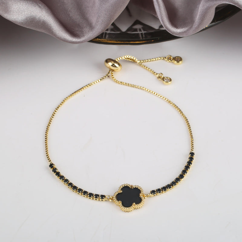 Lucky Five Leaves Flower Bracelet Zircon Adjustable Bracelet
