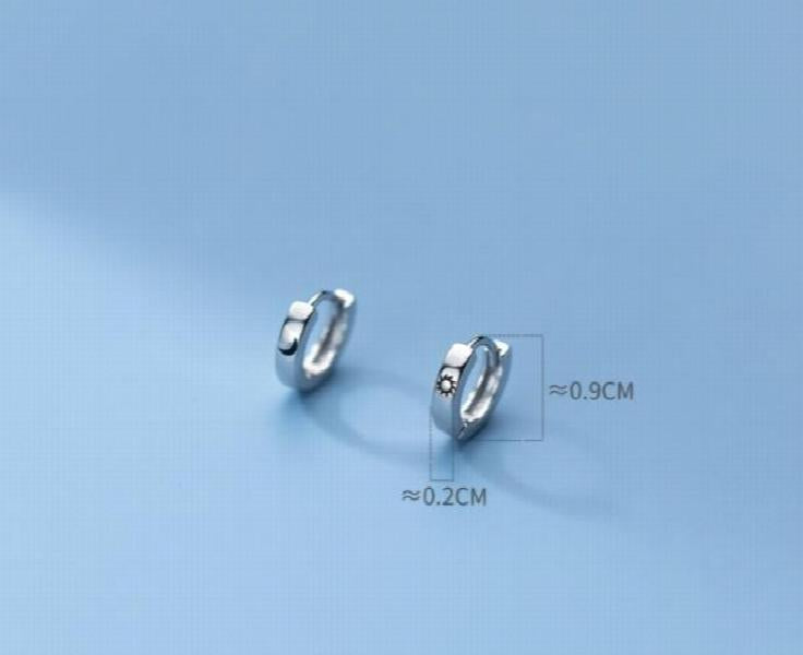Asymmetry 925 Silver Moon Sun Ear-bone Hoop Earrings