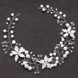 Flower Pearl Headband Pink Headdress Bridal Wedding Hair