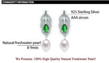 Feather Water Drop Pearl Earrings 925 Silver Jewelry