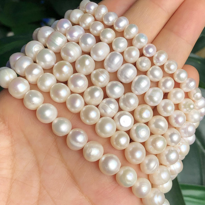 Natural Freshwater Pearl Beads Oval Round Loose Beads for Jewelry Making DIY