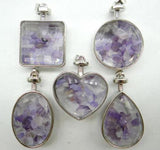 Amethyst Tiger Eye Gravel Stone Glass Pendant DIY Jewelry Making 10pcs
