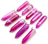 24pcs Natural Stone Mixed Stripe Quartz Crystal Agates Pillar Charms Pendants