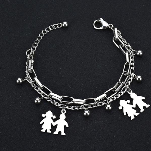 Engraved Mom Bracelet with Kids Charm Personalized Jewelry