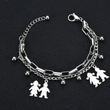 Engraved Mom Bracelet with Kids Charm Personalized Jewelry