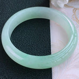Zheru Jewelry Natural Burmese Jade 54-64mm Light Green Bracelet