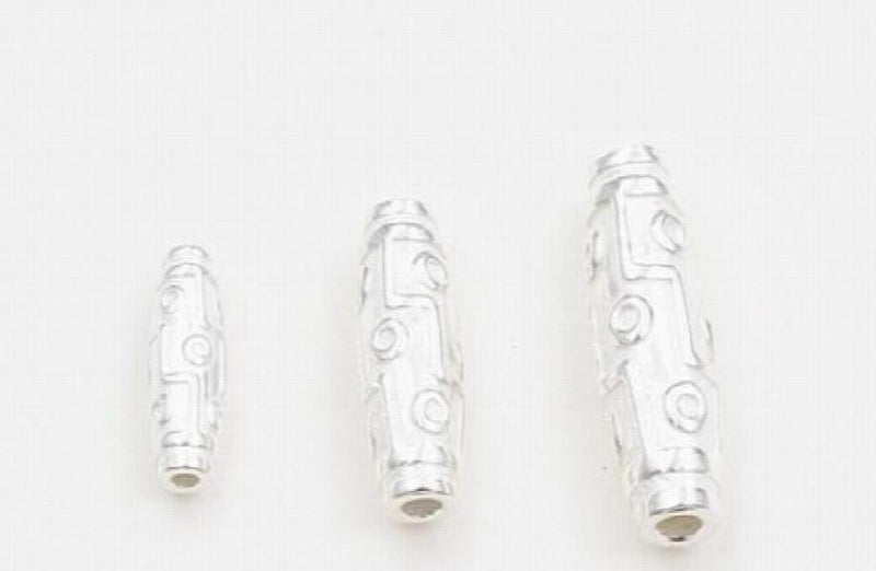 925 Silver 9 Eyes DZI Beads Thai Silver Tibetan Nine Eyes DZI Beads