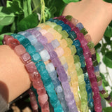 Natural Stone Beads Bracelet Cube Mix Loose Beads 8mm