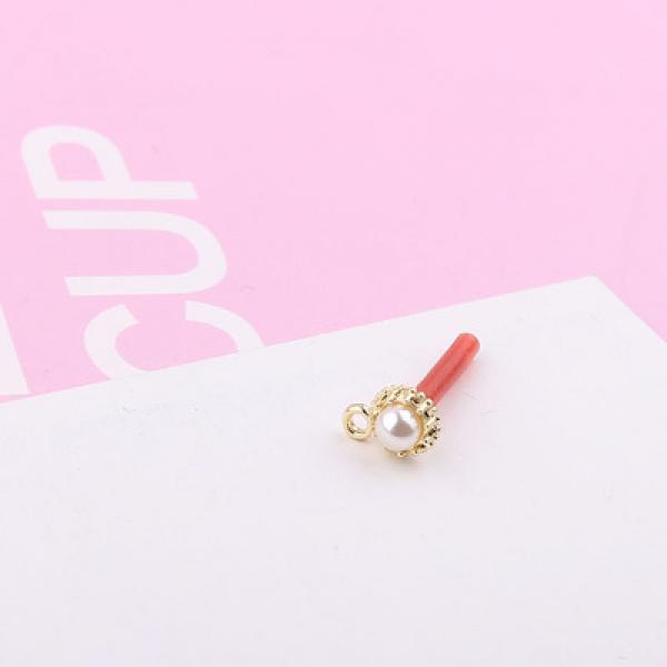 DIY Alloy Pearl Geometric Round Stud Earrings Handmade Material Pendant