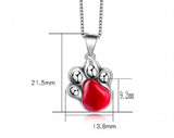 S925 Sterling Silver Crystal Dog Footprint Pendant
