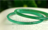 Brazil Natural Green Chalcedony Thin Strip Bracelet Fine Ice Jade CB02