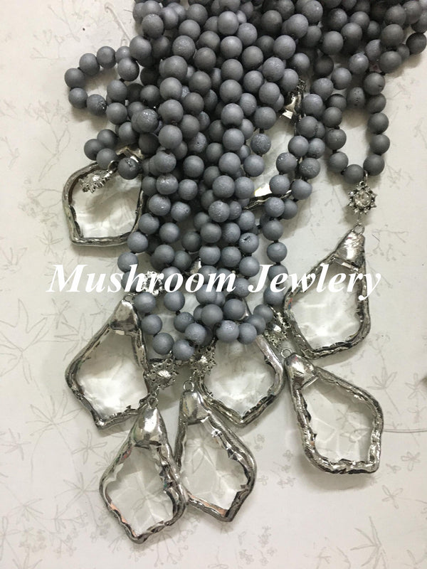 Gray Agate Crystal Pendant for Women Jewelry Making Necklace