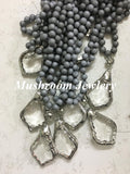 Gray Agate Crystal Pendant for Women Jewelry Making Necklace