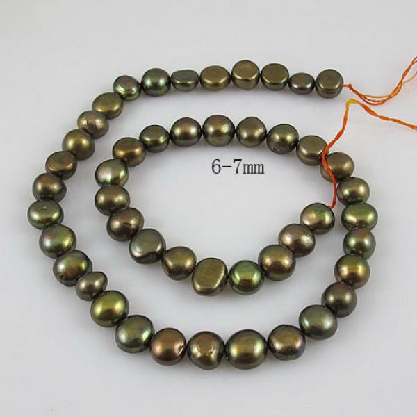 Baroque AA 6-7MM Green Freshwater Pearl Strand DIY Making Necklace Bracelet